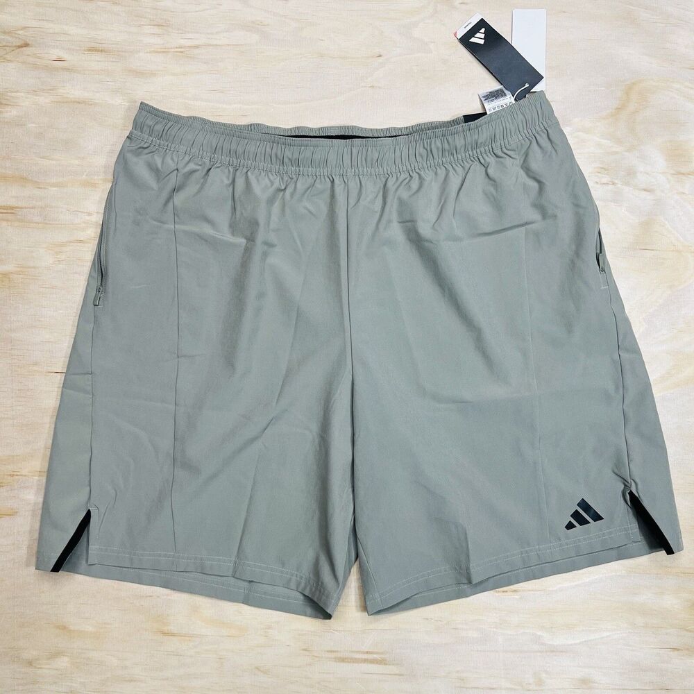 NEW adidas Designed for Training +9 Workout Shorts Silver Pebble 2XL IS3821